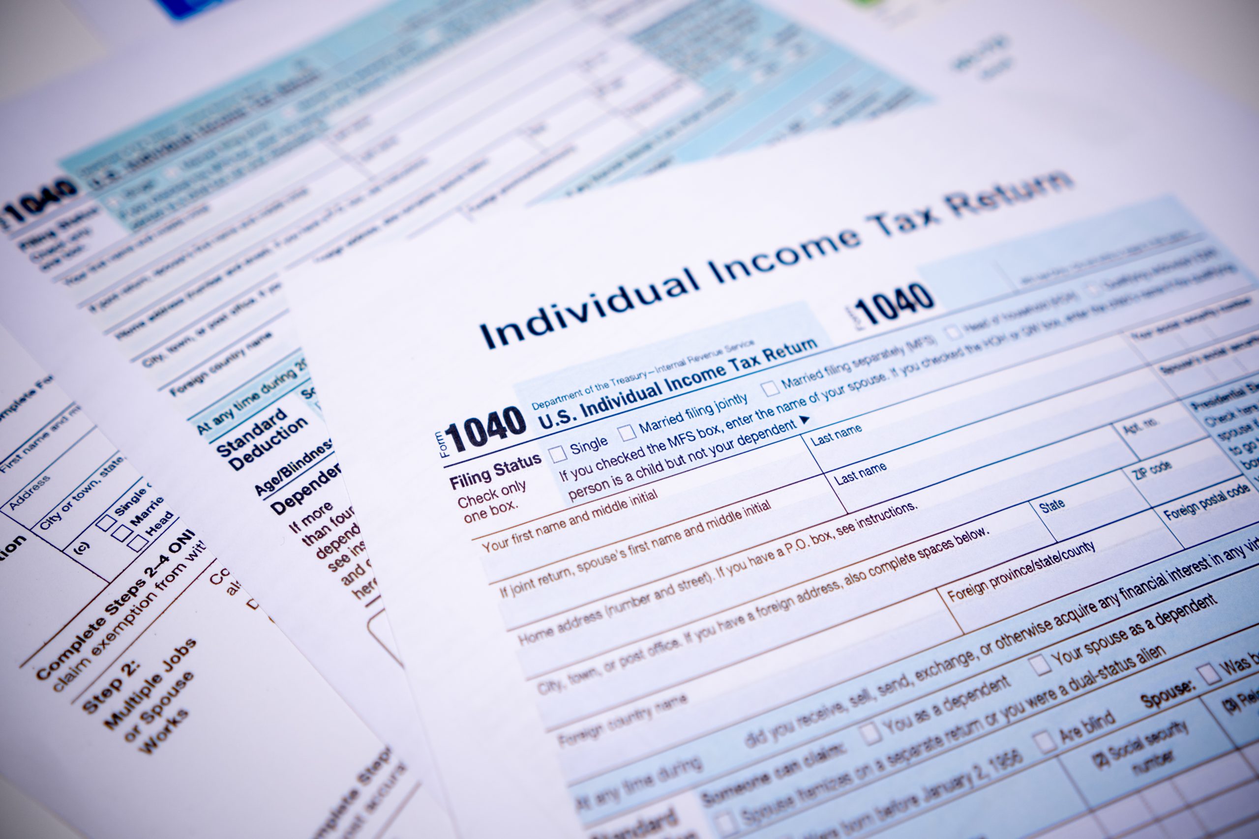 Tax time and tax forms 1040. U.S Individual Income Tax Return.